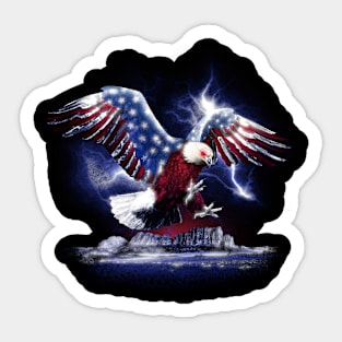 Eagle with american flag Sticker